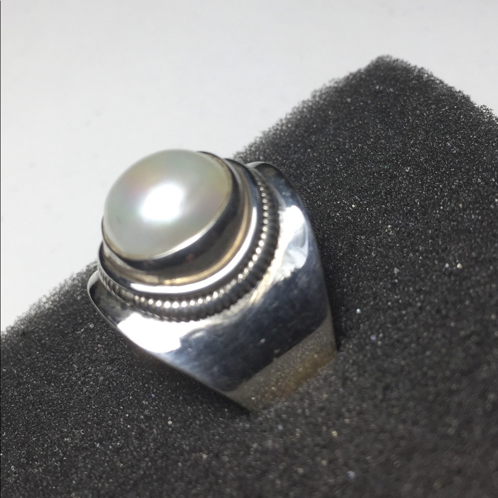 White Pearl & 925 Silver Ring